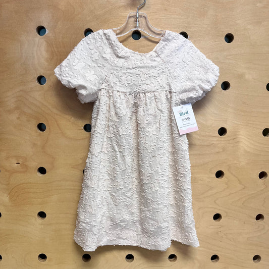 Cream Textured Floral Dress