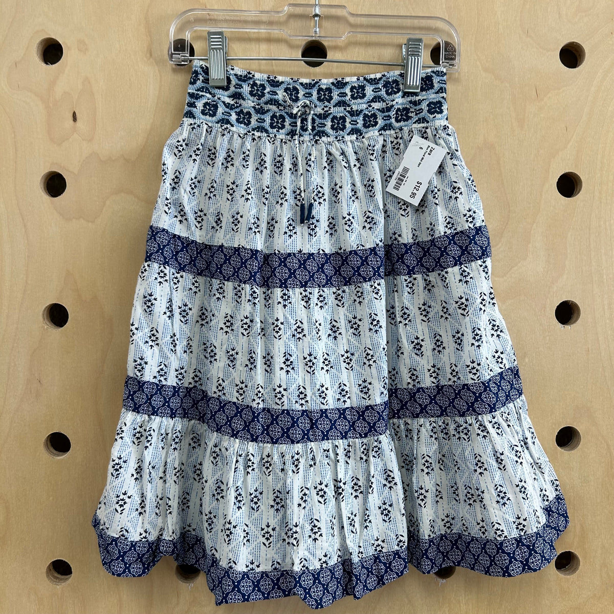 Blue Floral Midi Skirt