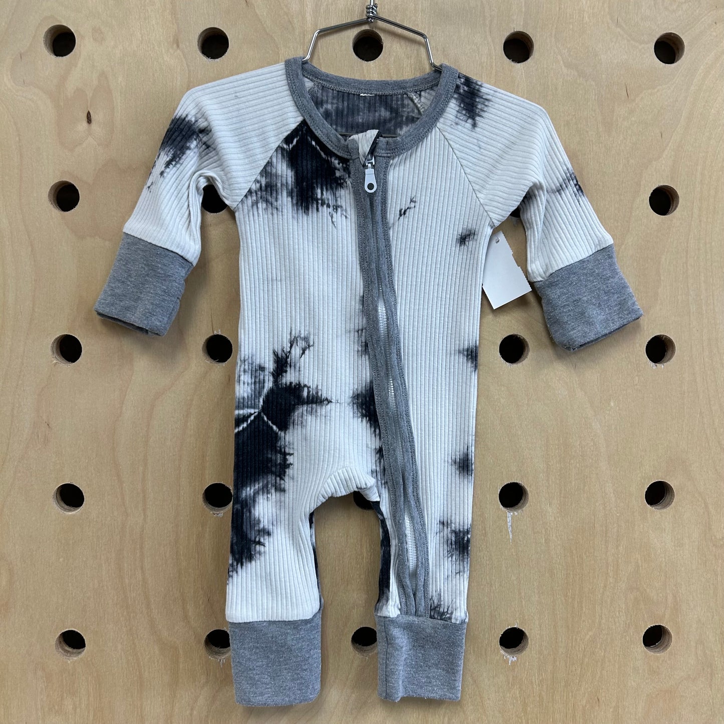 Grey Ribbed Tie Dye Romper