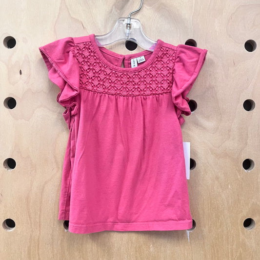Pink Laced Ruffle Sleeve Tee