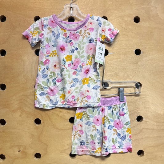 White/Pink Floral Bamboo Pajamas