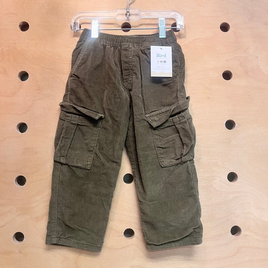 Jersey-Lined Green Cord Cargos