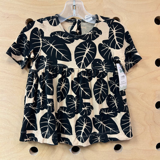 Tan & Black Leaves Bamboo Dress