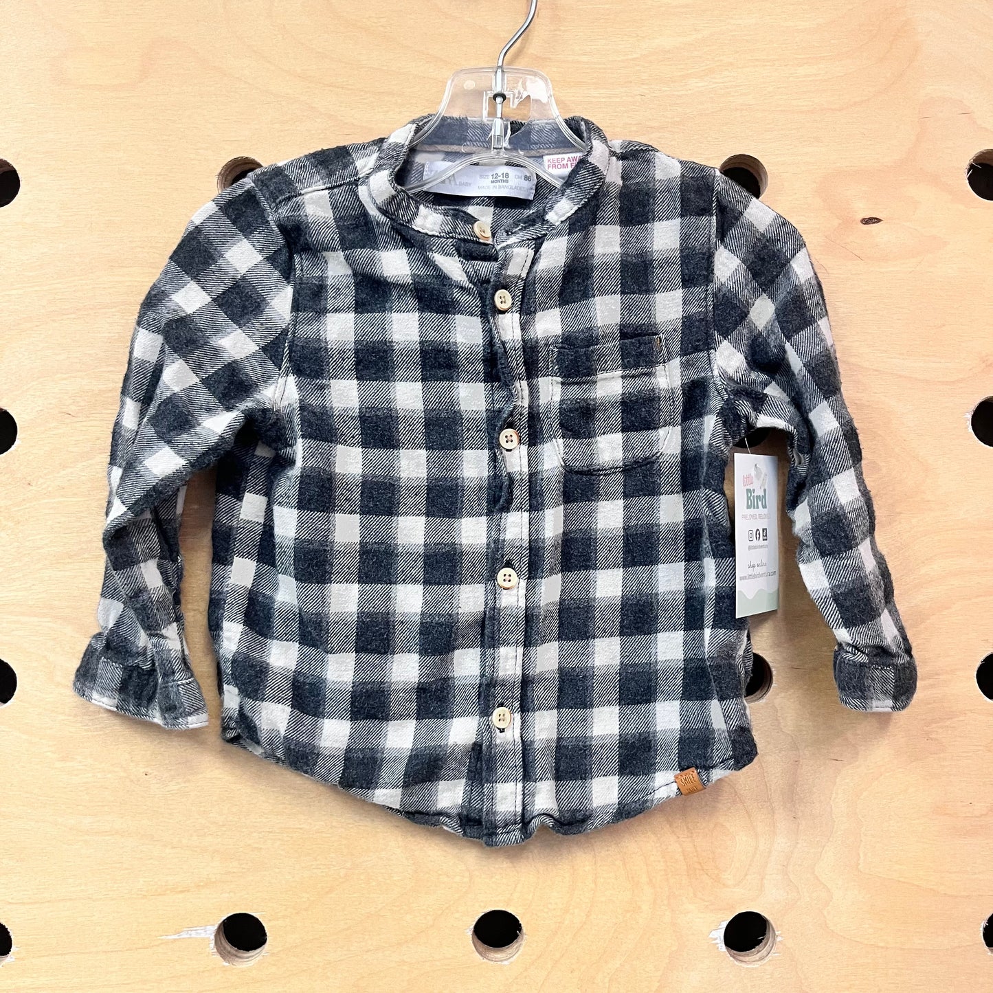 Grey/White Plaid Button Up