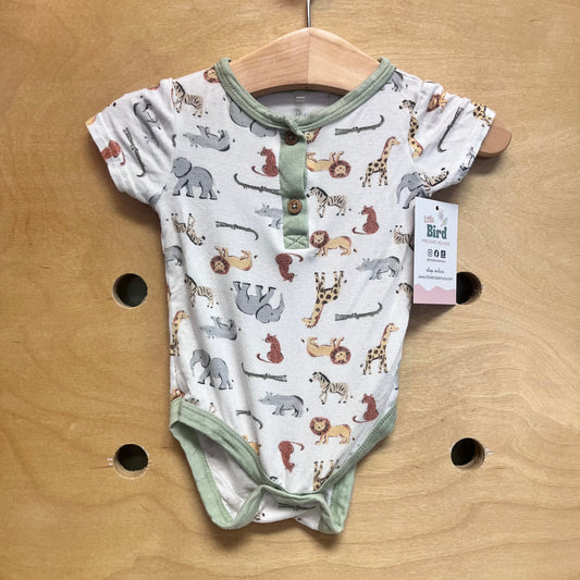 White Bamboo Safari Animals Bodysuit
