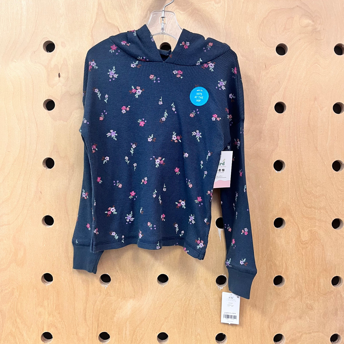 Grey Floral Waffle Hoodie NEW!