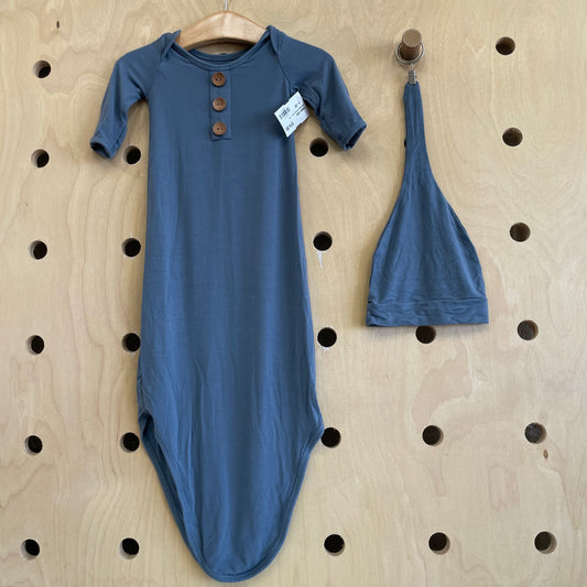 Blue Bamboo Knotted Gown + Hat