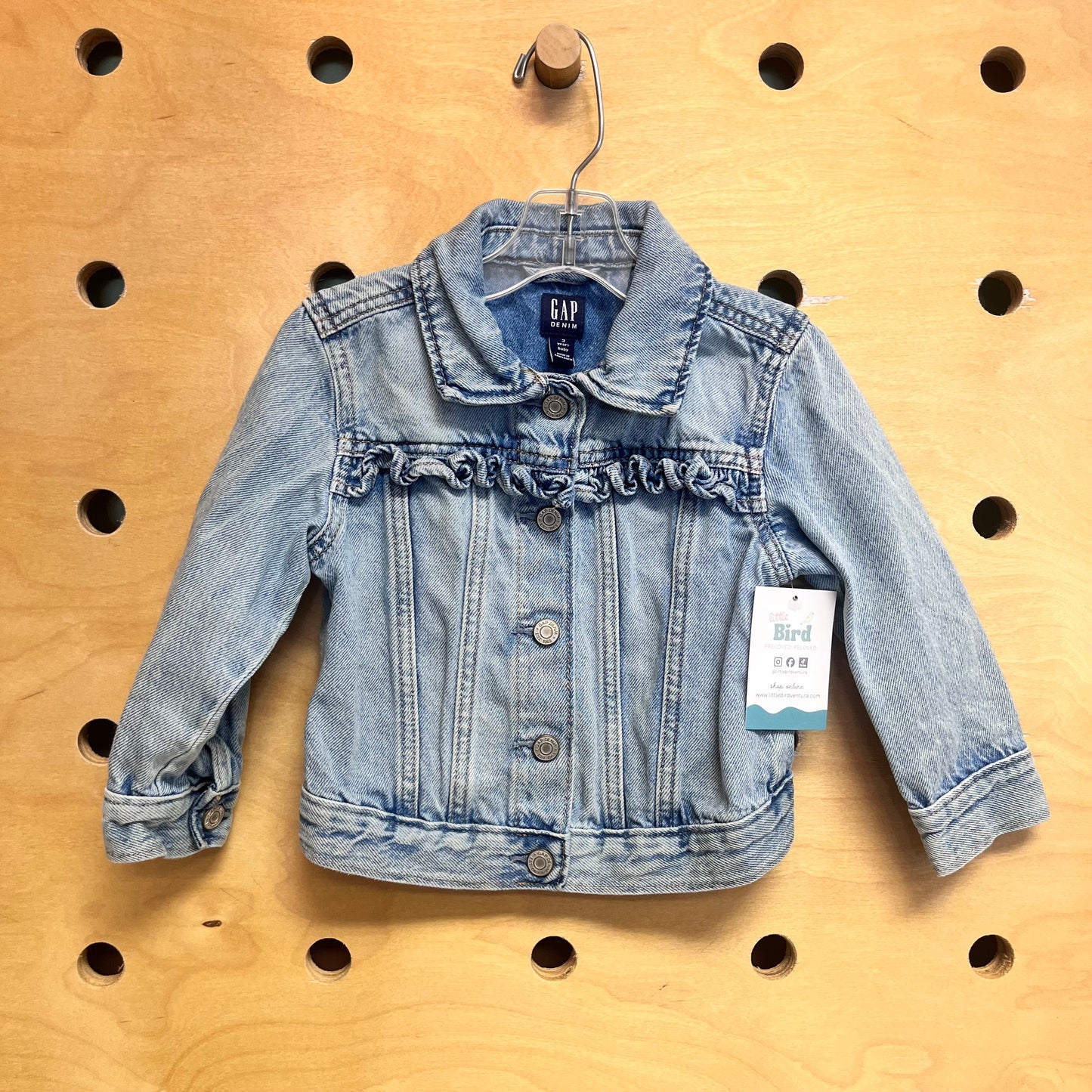 Denim Ruffle Snap Jacket