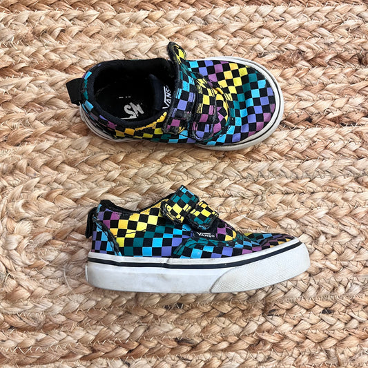 Black & Rainbow Checkered V Skate Sneakers