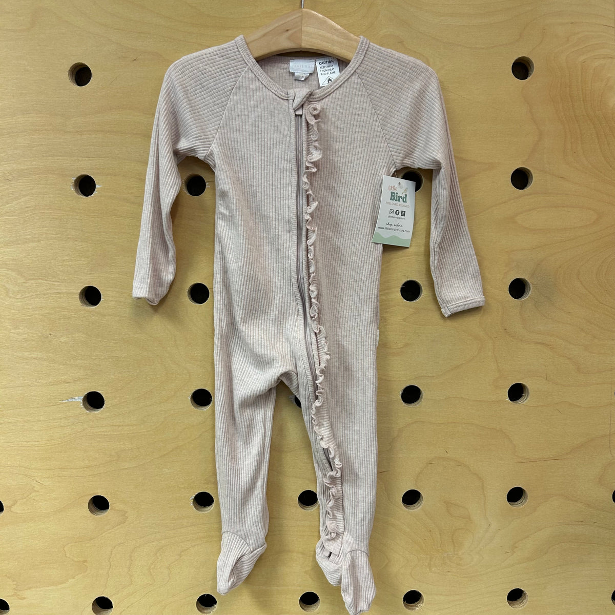 Heathered Pink Ribbed Ruffle Footies