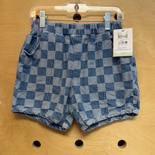 Denim Checkered Shorts