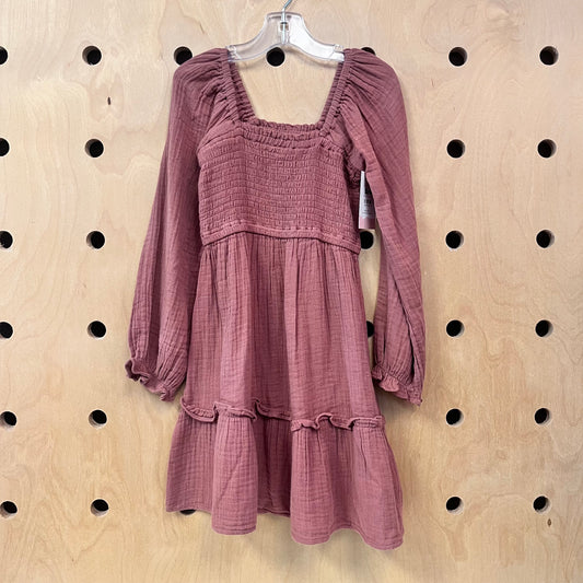 Mauve Smocked Gauze Dress