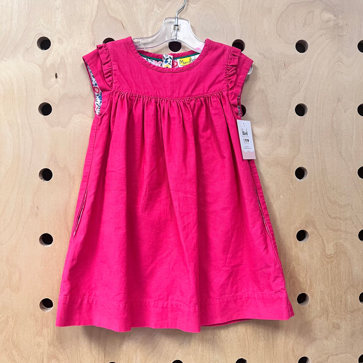 Pink Floral Lined Cord Dress