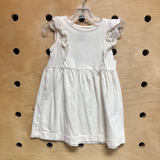 Cream Cotton Eyelet Sleeve Dress