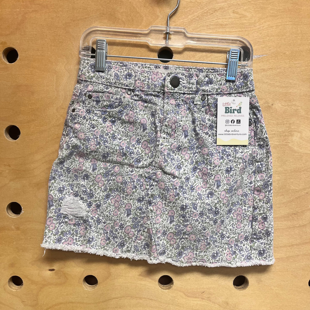 Denim Floral Skirt