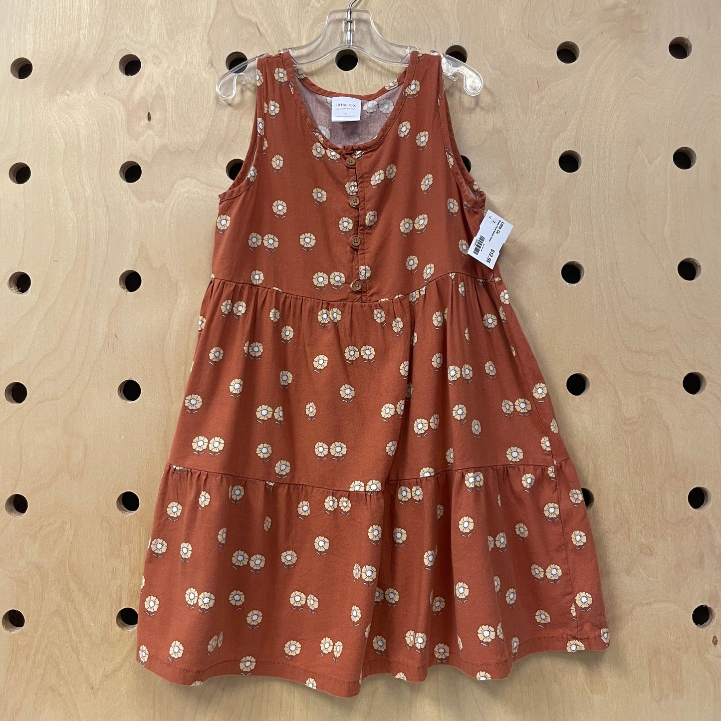 Brown Floral Button Dress