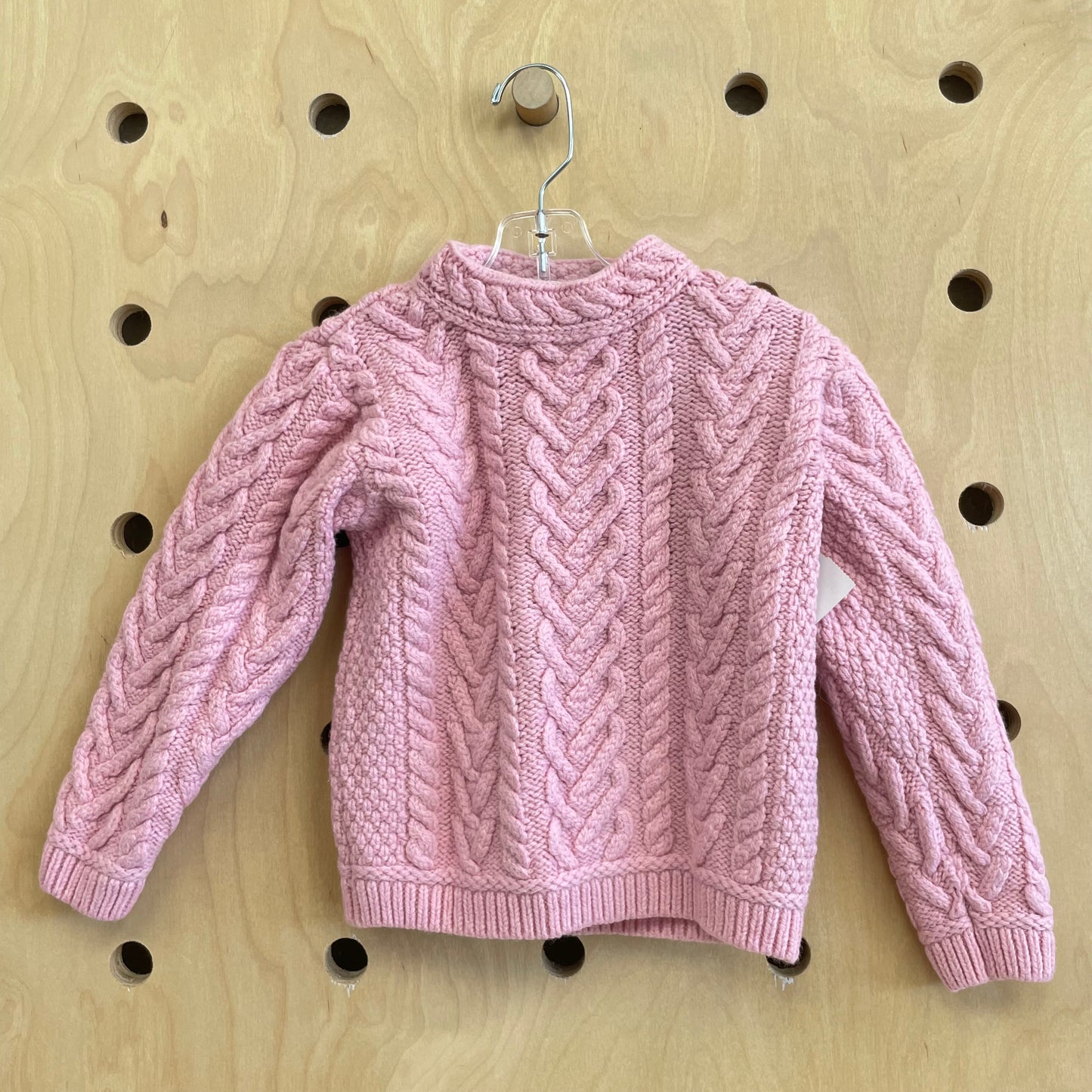 Pink Merino Wool Cable Knit Sweater