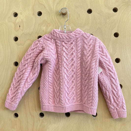 Pink Merino Wool Cable Knit Sweater