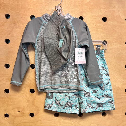 3pc. Stingray Swimsuit/Hat