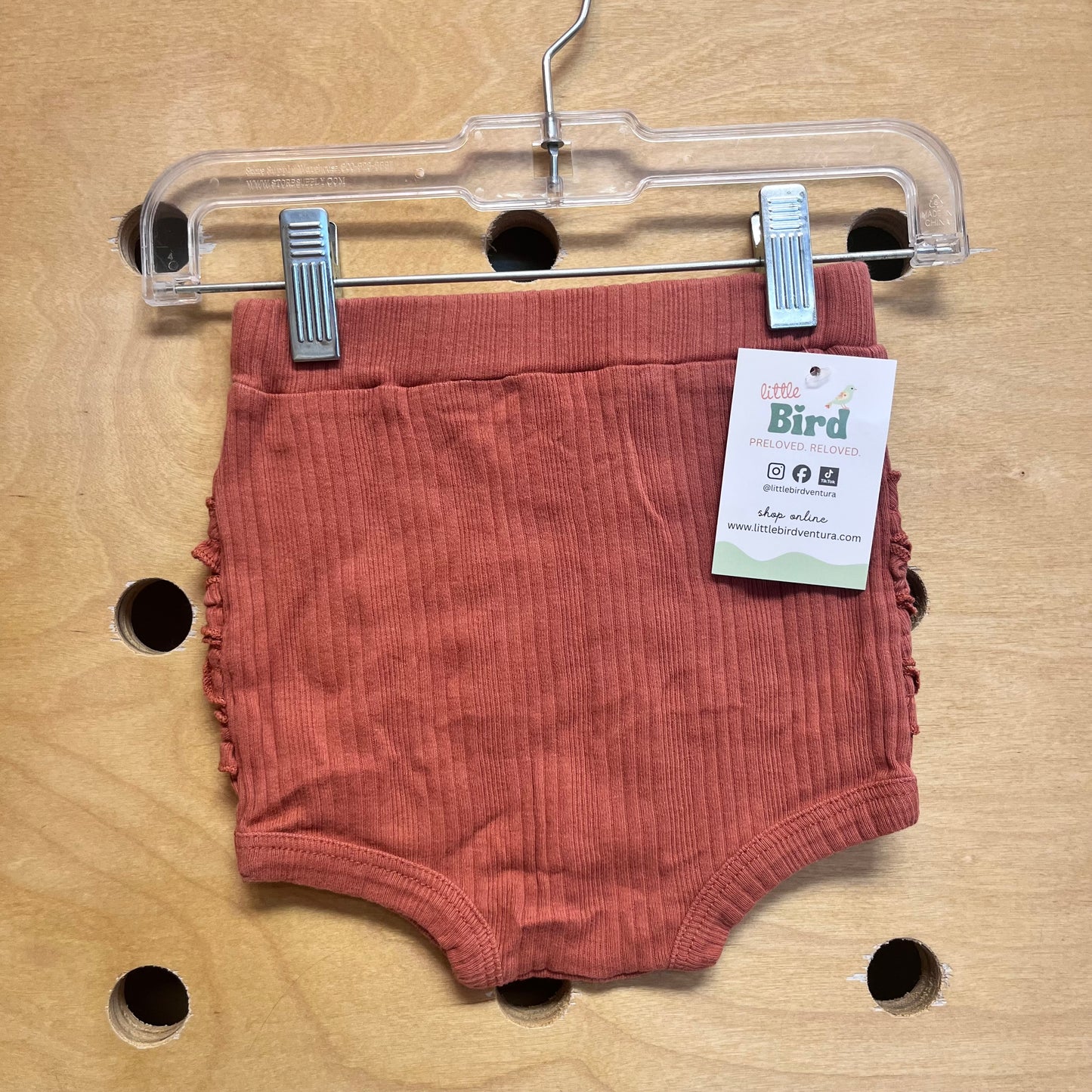 Pink Organic Ribbed Ruffle Bloomers