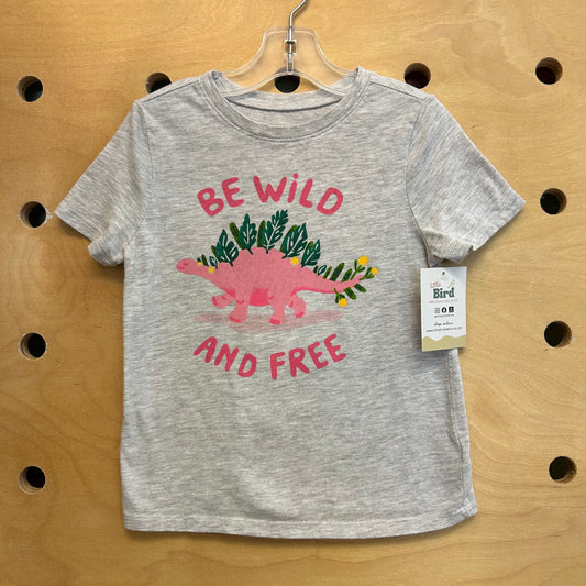 Grey 'Be Wild And Free' Tee