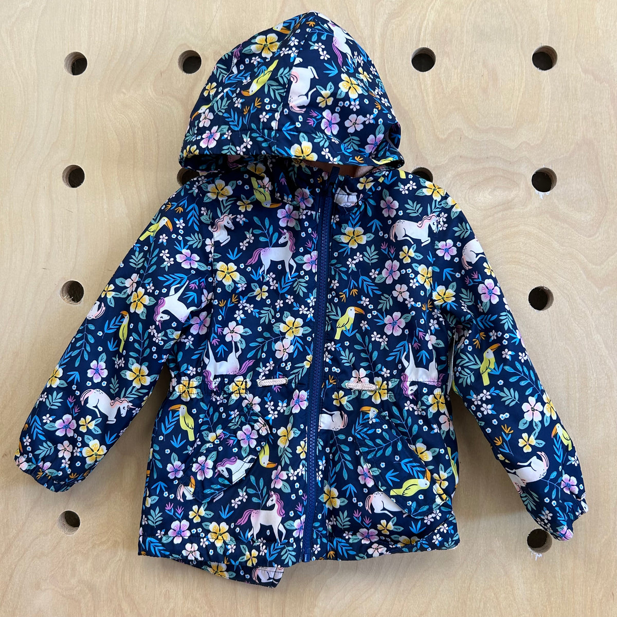 Blue Fleece Lined Zip Hoodie Jacket