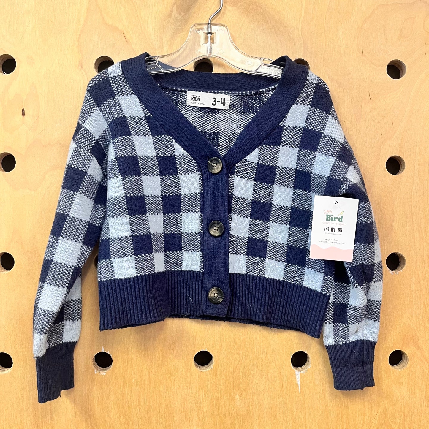 Blue Checkered Cardigan