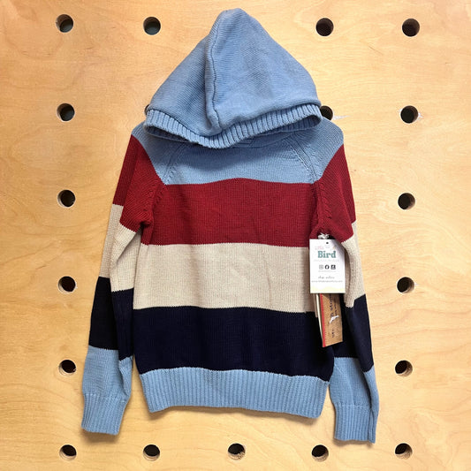 Hooded Blue/Red Knit Sweater NEW!