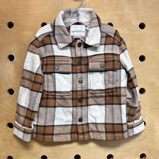 Organic White/Brown Plaid Snap Jacket