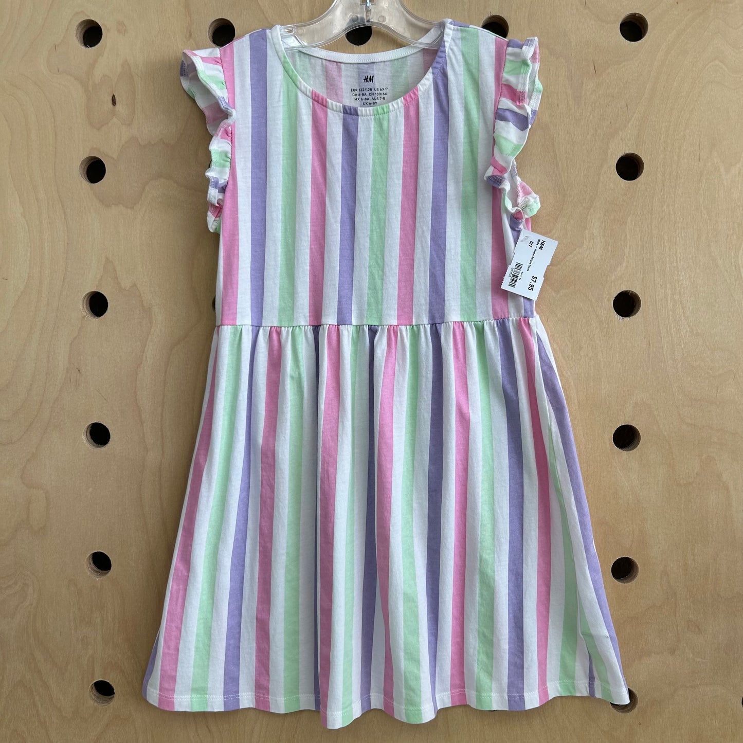 White + Pastel Striped Dress