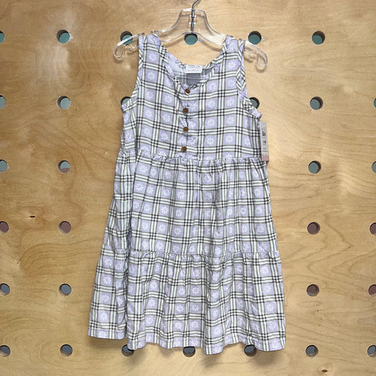 Organic Lavender Plaid Floral Dress