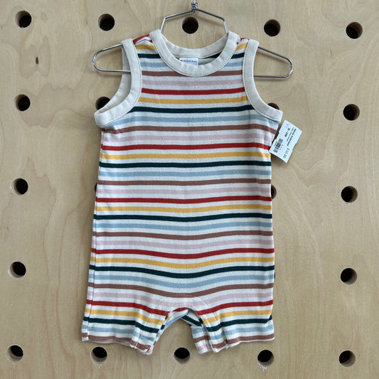 Cream+Striped Romper