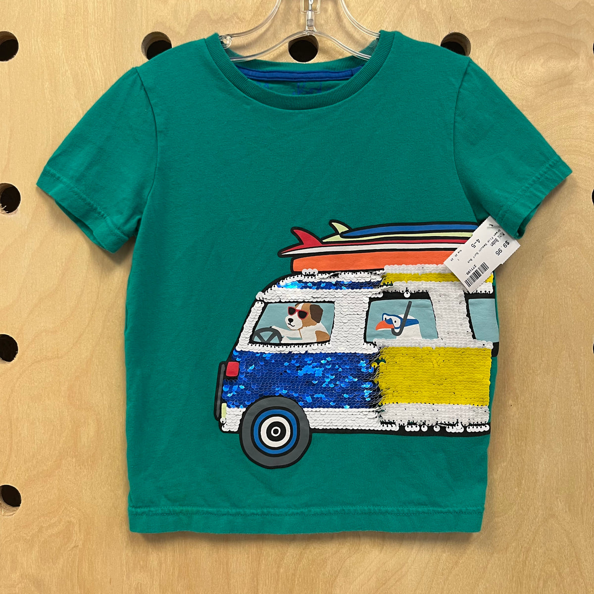 Green Flip Sequin Surf Bus Tee