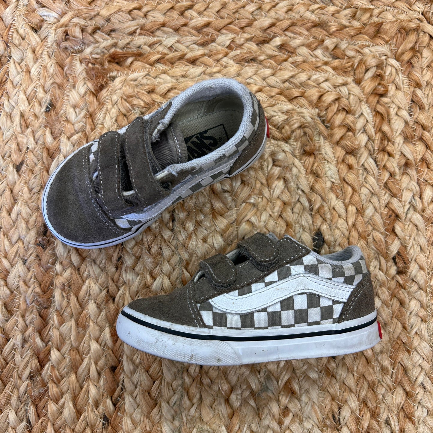 Tan Checkered Velcro Shoes