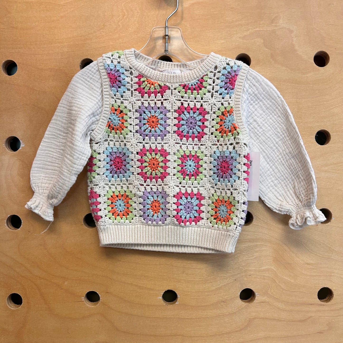 Crocheted & Gauze Faux-Layered Top