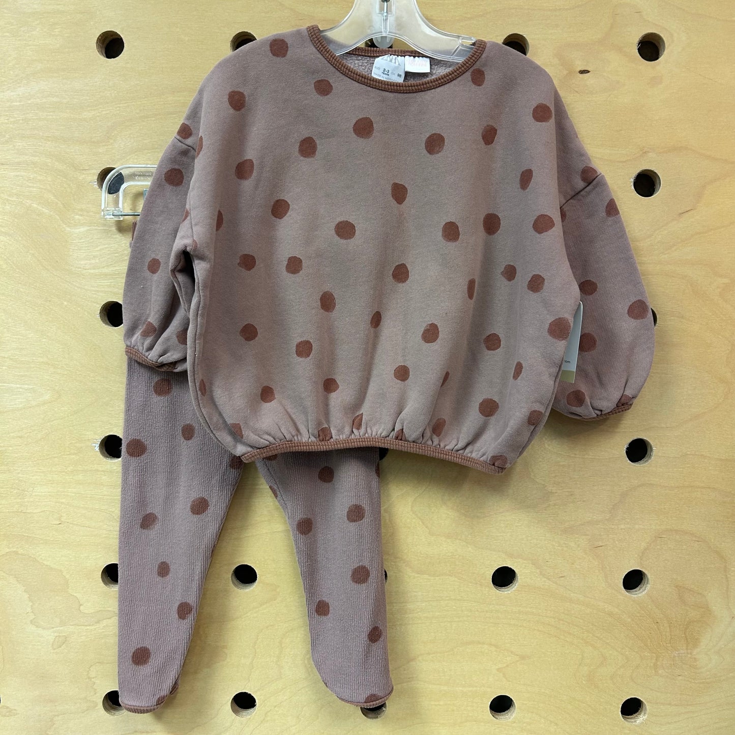 Mauve Polka Dot Oversized Sweatshirt & Leggings