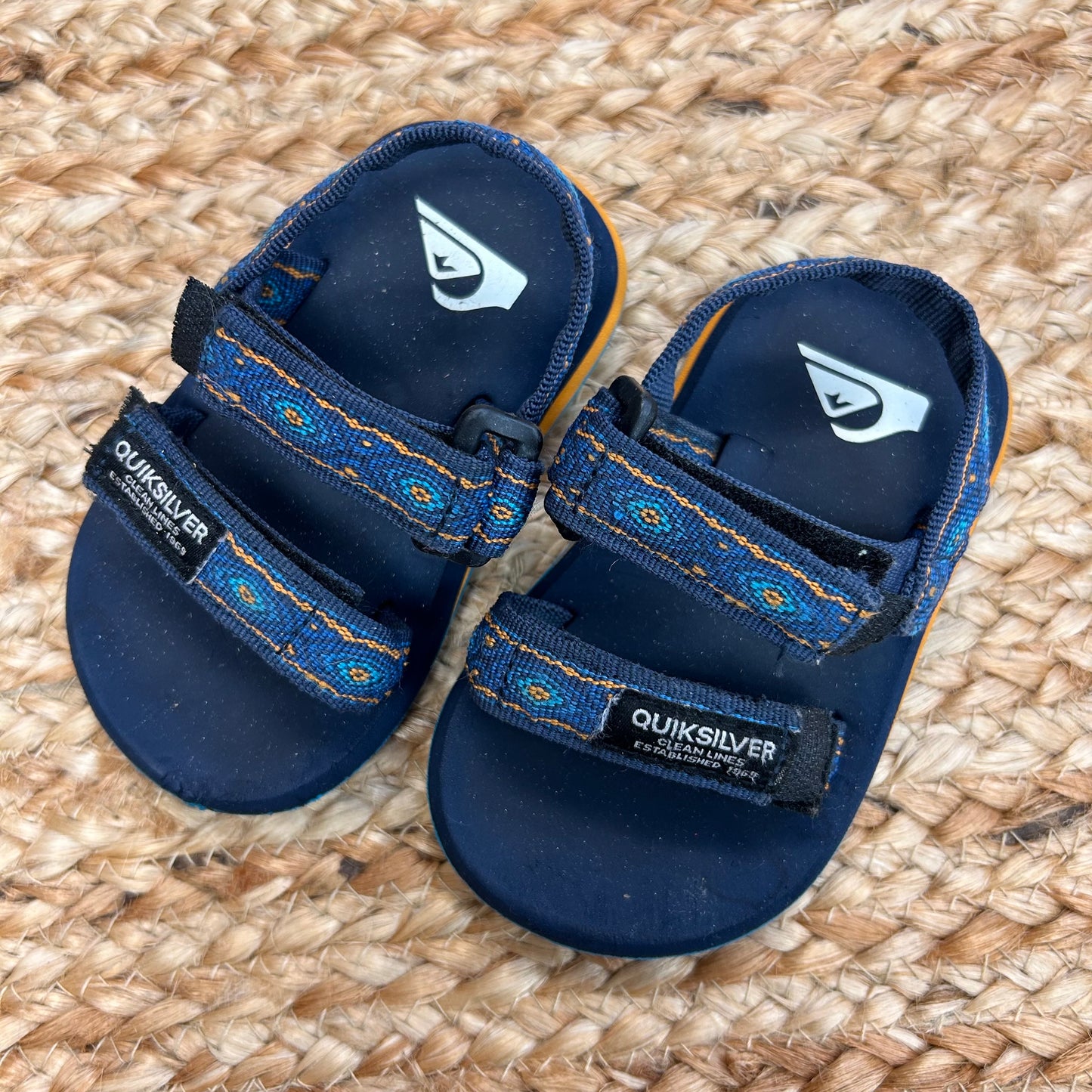 Blue & Orange Velcro Strap Sandals