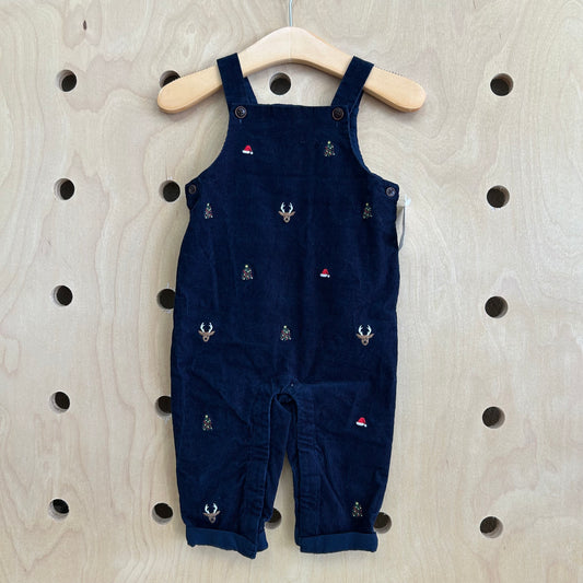 Blue Cord Holiday Overalls