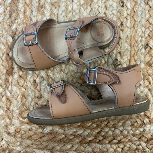 Tan Leather Braid Strap Sandals