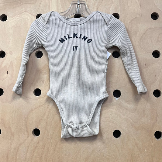 Beige Milking It Ribbed Bodysuit