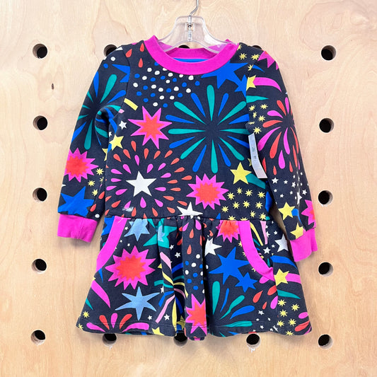 Black Colorful Bursts Fleece Dress