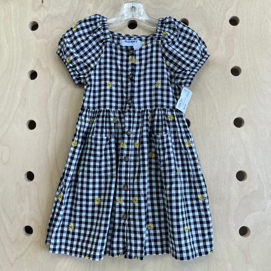 B+W Gingham Embroidered Floral Dress