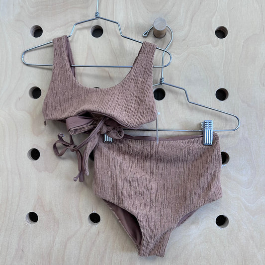 Brown Textured Swimsuit