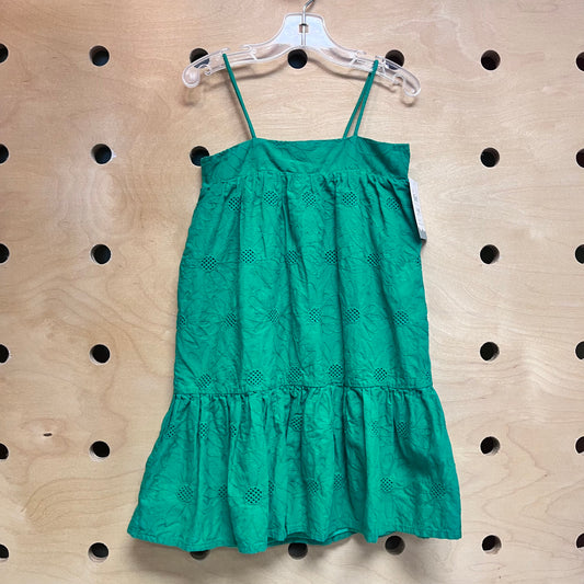 Green Embroidered Flower Tank Dress