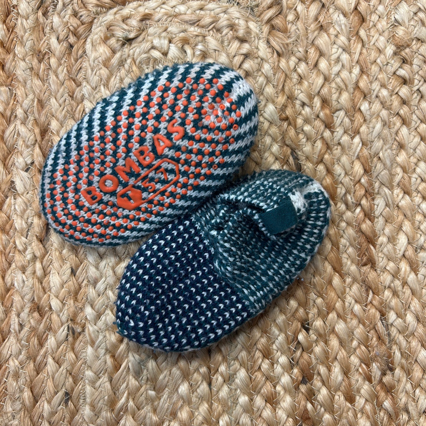 Teal & Blue Knitted Grip Slippers