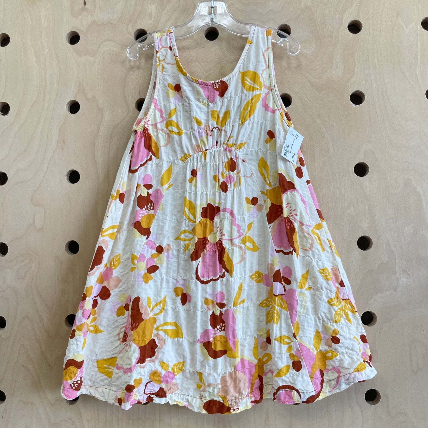Yellow Crinkle Floral Open Back Dress