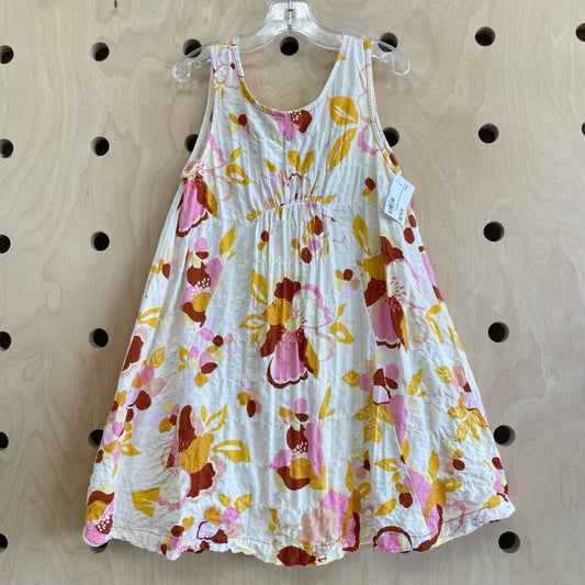 Yellow Crinkle Floral Open Back Dress