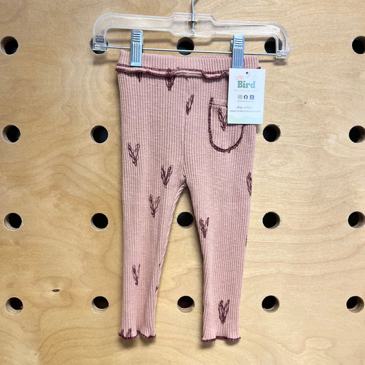 Pink Hearts Ribbed Leggings