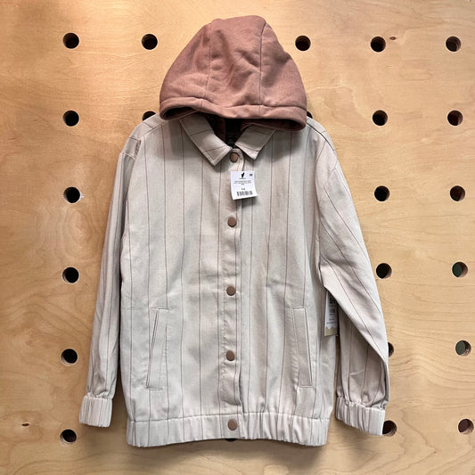 Beige & Brown Striped Hoodied Jacket NEW!