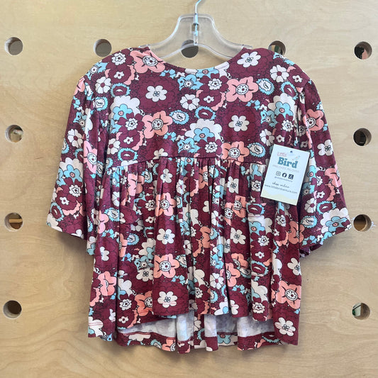 Red Floral Organic Babydoll Top
